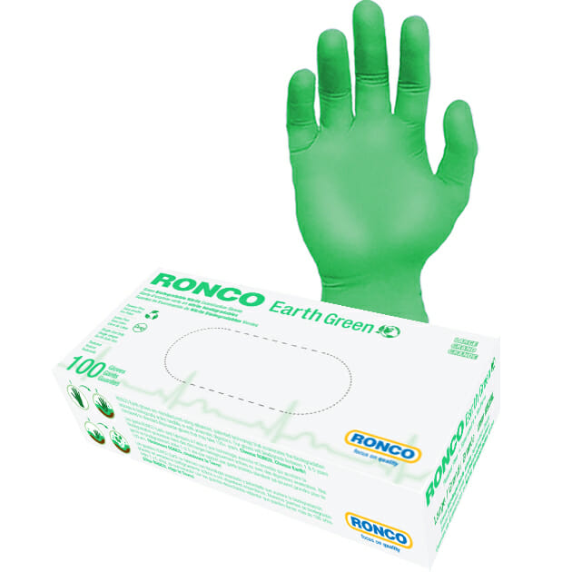 Ronco Earth Nitrile Green Exam Glove 3.5 Mil. X-Large 100 X 10